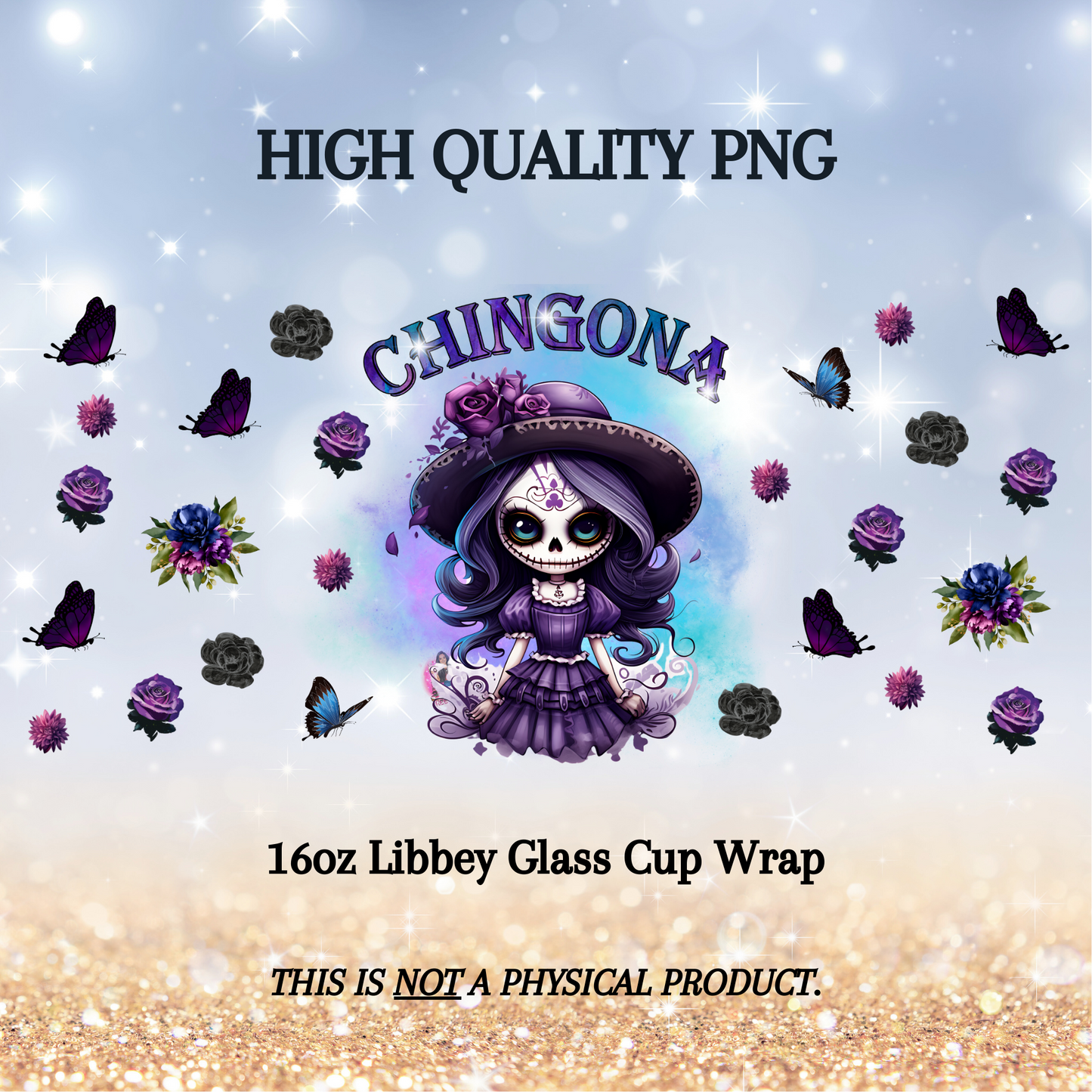 Dia de los Muertos Catrina Bundle, La Catrina 16oz Cup Wrap PNG, Mexican png, Spanish Png, Instant Download, Sublimation Desig, Cup Wrap
