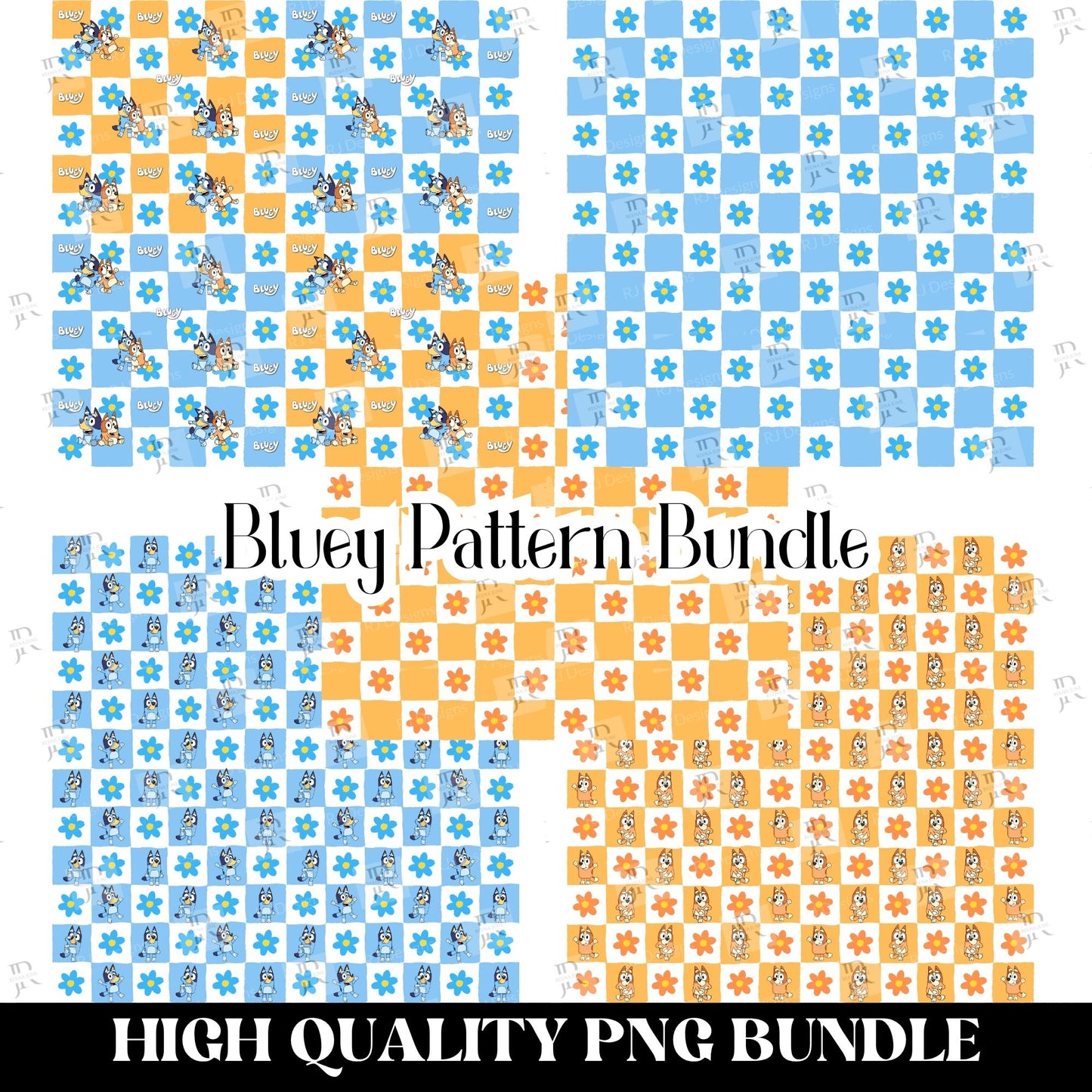 Bluey Pattern Flower Retro, Digital Paper, Bluey Bingo Pattern, Birthday Pattern, Bluey Party, Bluey Design, Bluey Png Bundle (Copy)