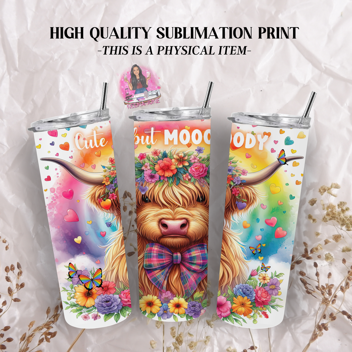 Pride Highland Cow Tumbler Wrap, Ice Cream Sublimation Transfer, Pride Flags Sub Transfer, Pride Month Designs, LGBTQ Pride Ready to Press Transfer Prints, Cut Cow Designs