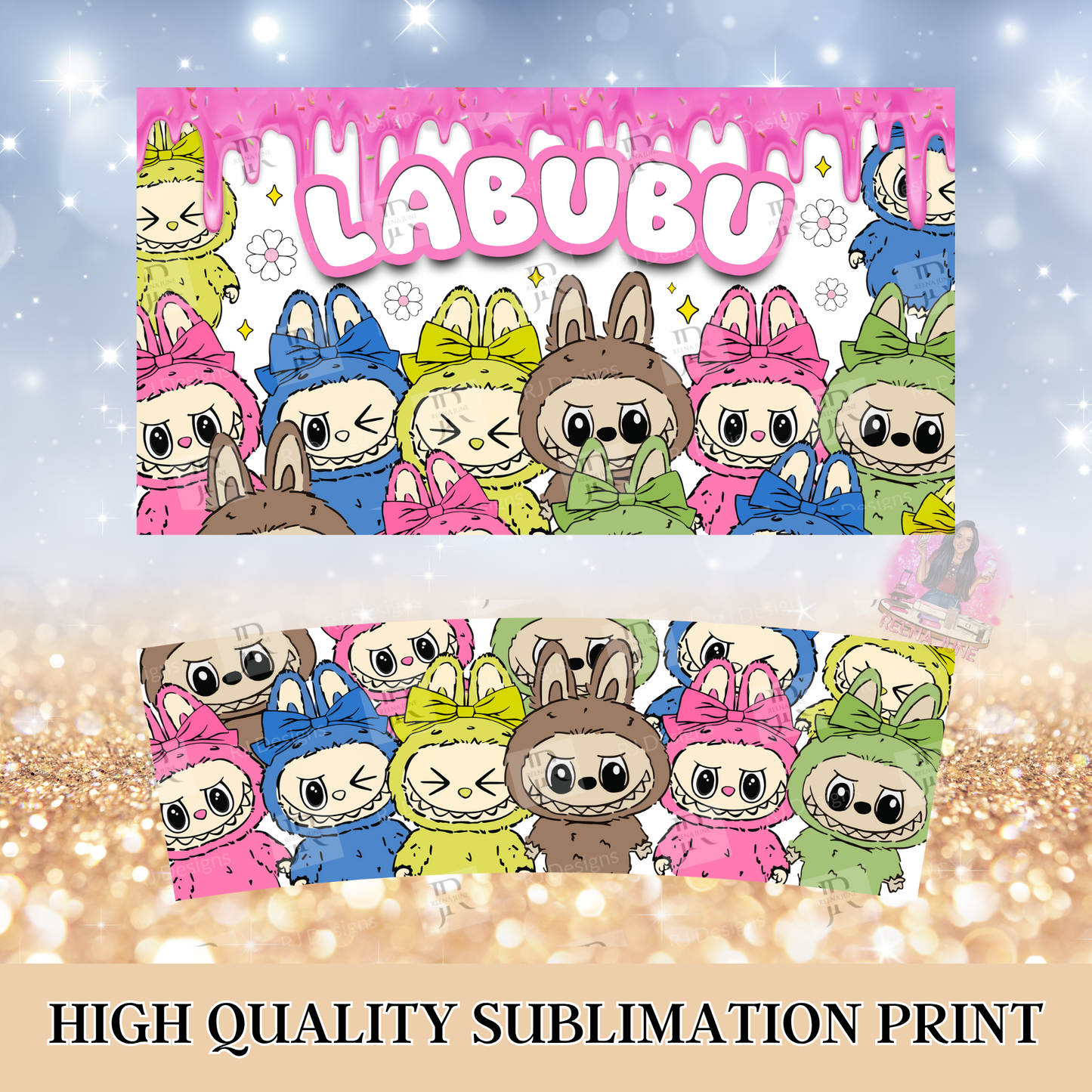 Labubu Monster 40oz Tumbler Sublimation Print - Labubu Doll Sublimation Print - Labubu Tumbler - Monster Cup Wrap