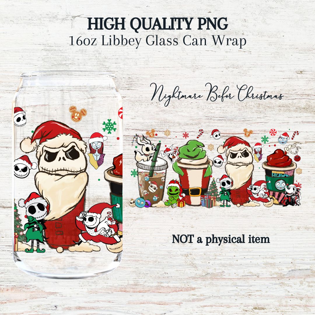 Nightmare Before Christmas 16oz Libby Glass Wrap PNG