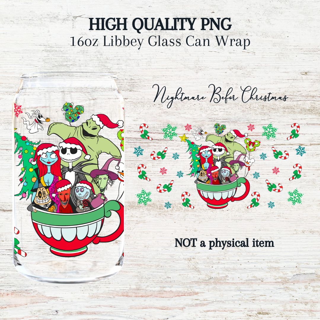 Nightmare Before Christmas 16oz Libby Glass Wrap PNG