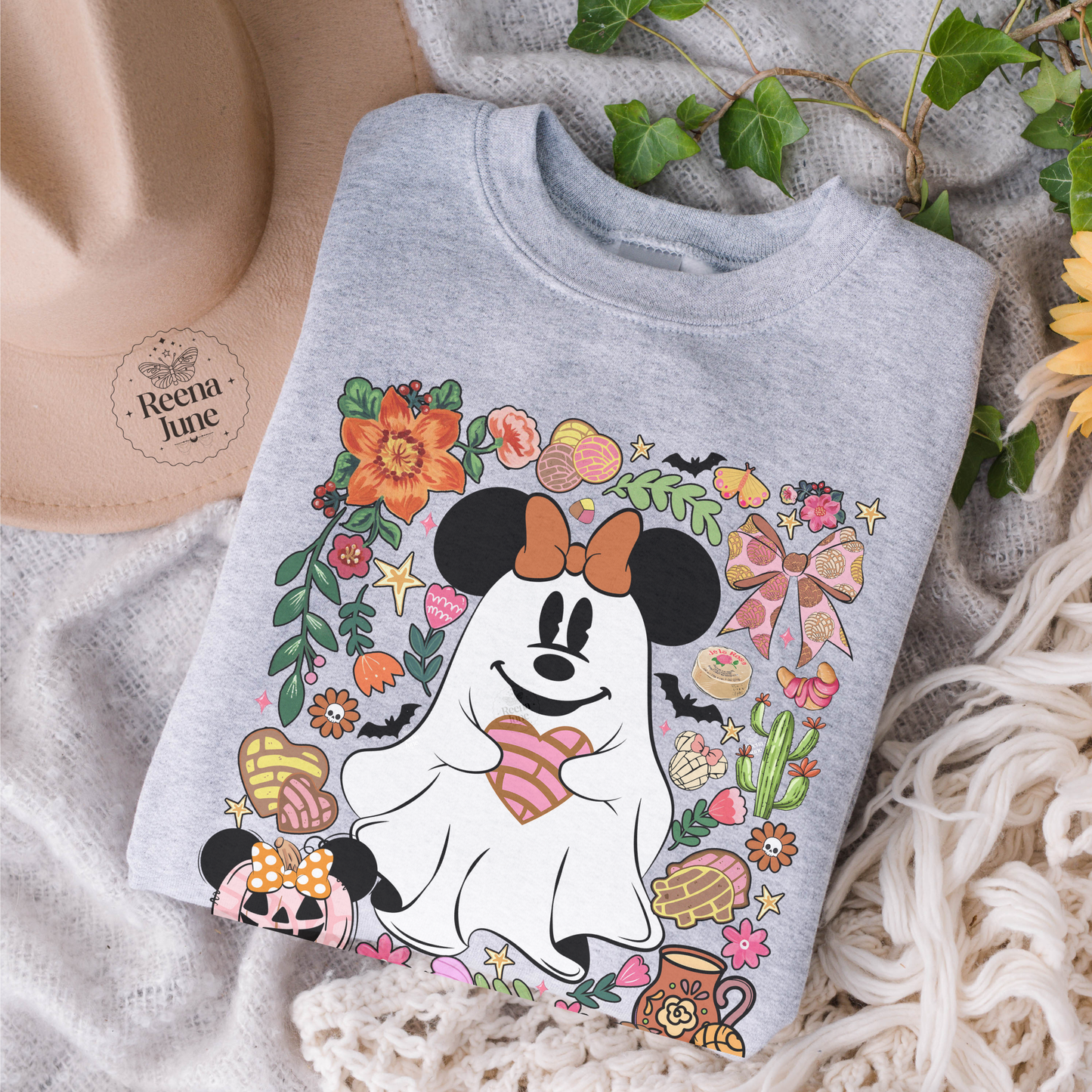 Cute Halloween Ghost Mickey & Minnie Sweatshirt, Fall Disney Couple Pullover, Matching Halloween Outfits, Trick or Treat Sweater, Pan Dulce Shirt