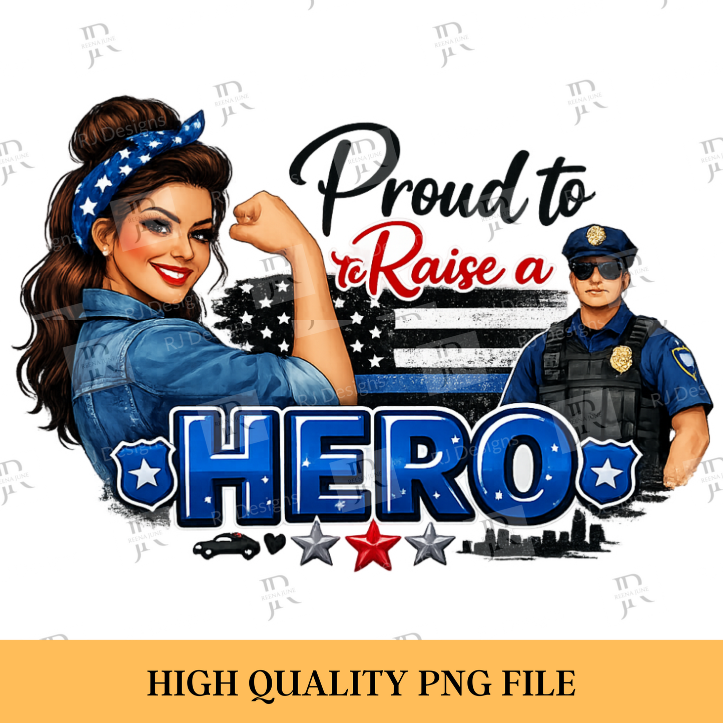 Proud to Raise a Hero Police Mom PNG, Thin Blue Line PNG, Police Officer Mom Sublimation Design, Digital Download, Shirt Mug Sticker PNG