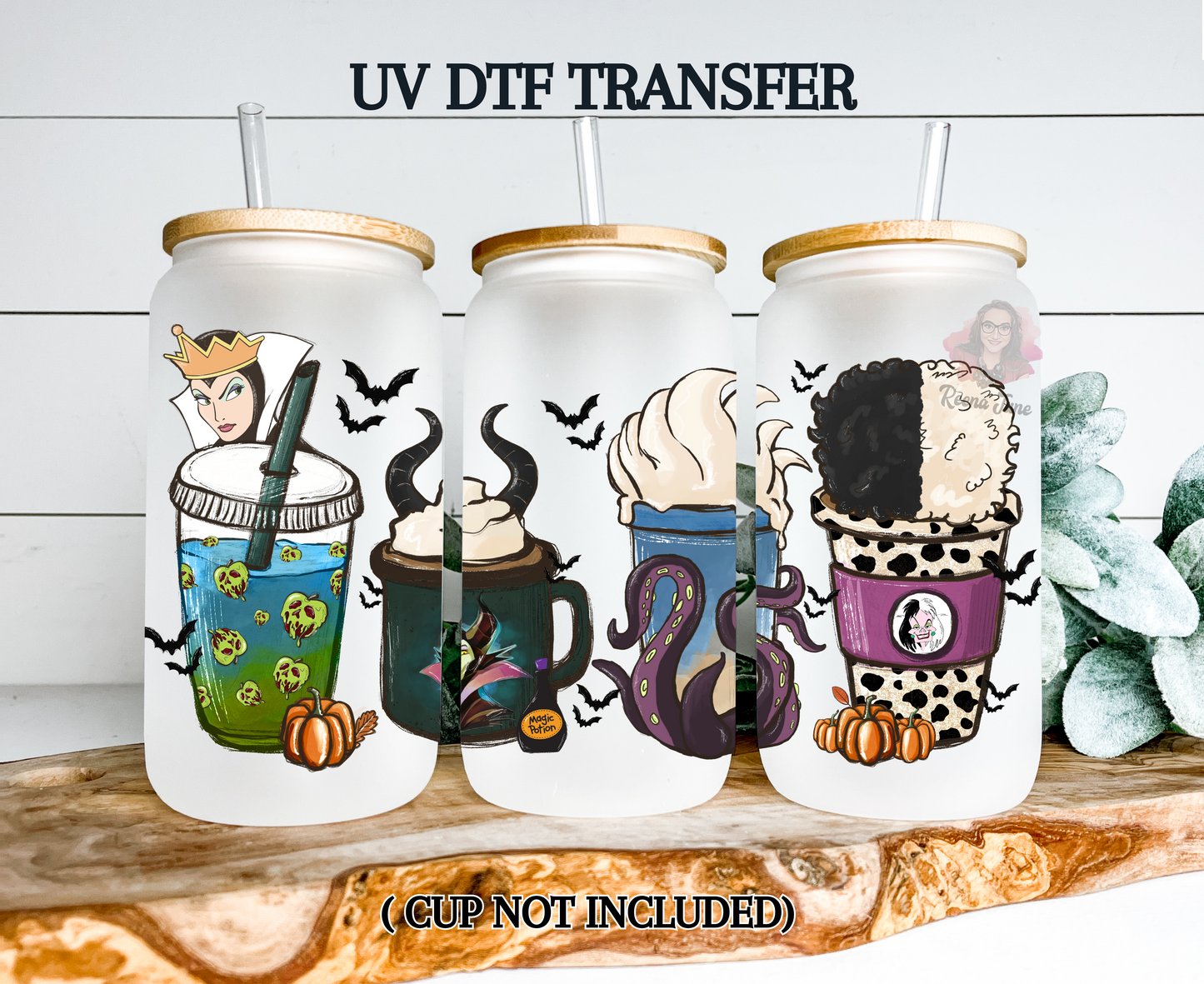 Evil Queen Inspired UV DTF Transfer | Disney Villain Queen Cup Decal | Waterproof Sticker for Tumblers & Glass Cups