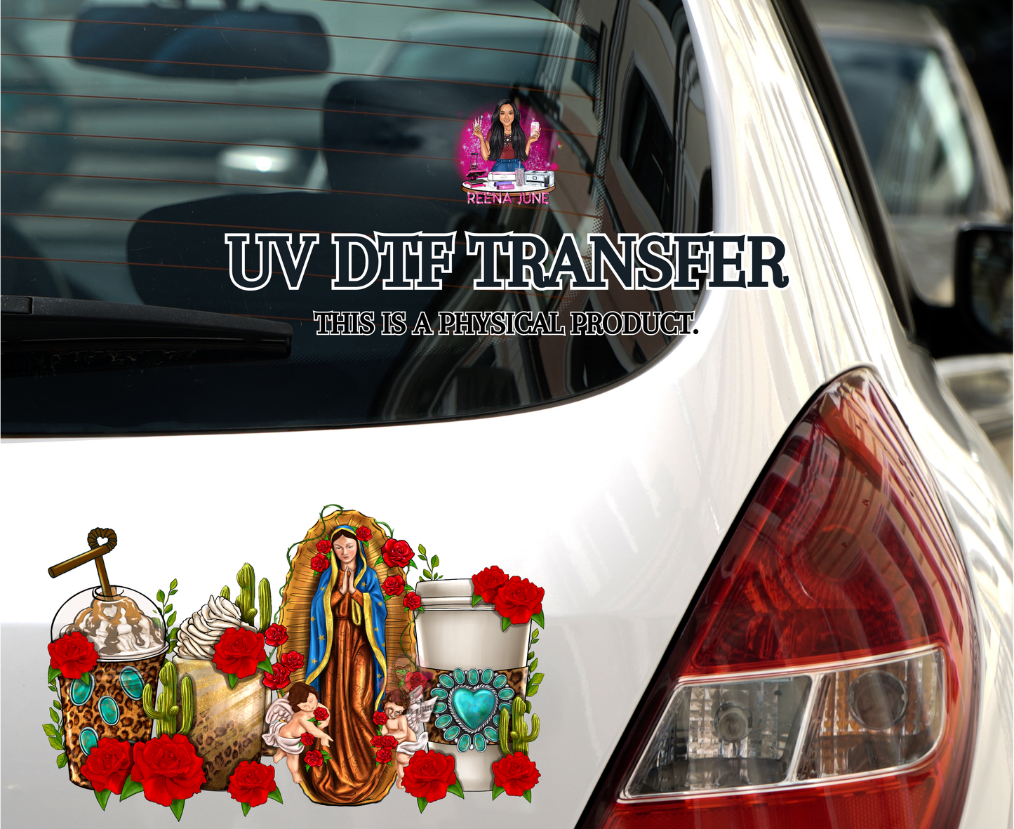 Lady of Guadalupe Coffee - Virgencita de Guadalupe UV DTF Transfer - Virgencita de Guadalupe Coffee UV DTF Transfer - Catholic sticker