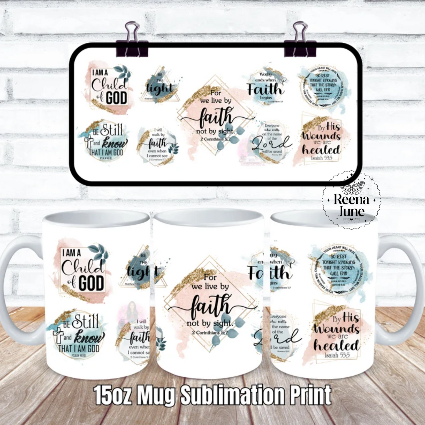 Christian Affirmation Sub Print, Same Day Shipping, Easter Designs, Ready to Press, Mug wrap, Faith Affirmation 11oz Mug Sublimation Design
