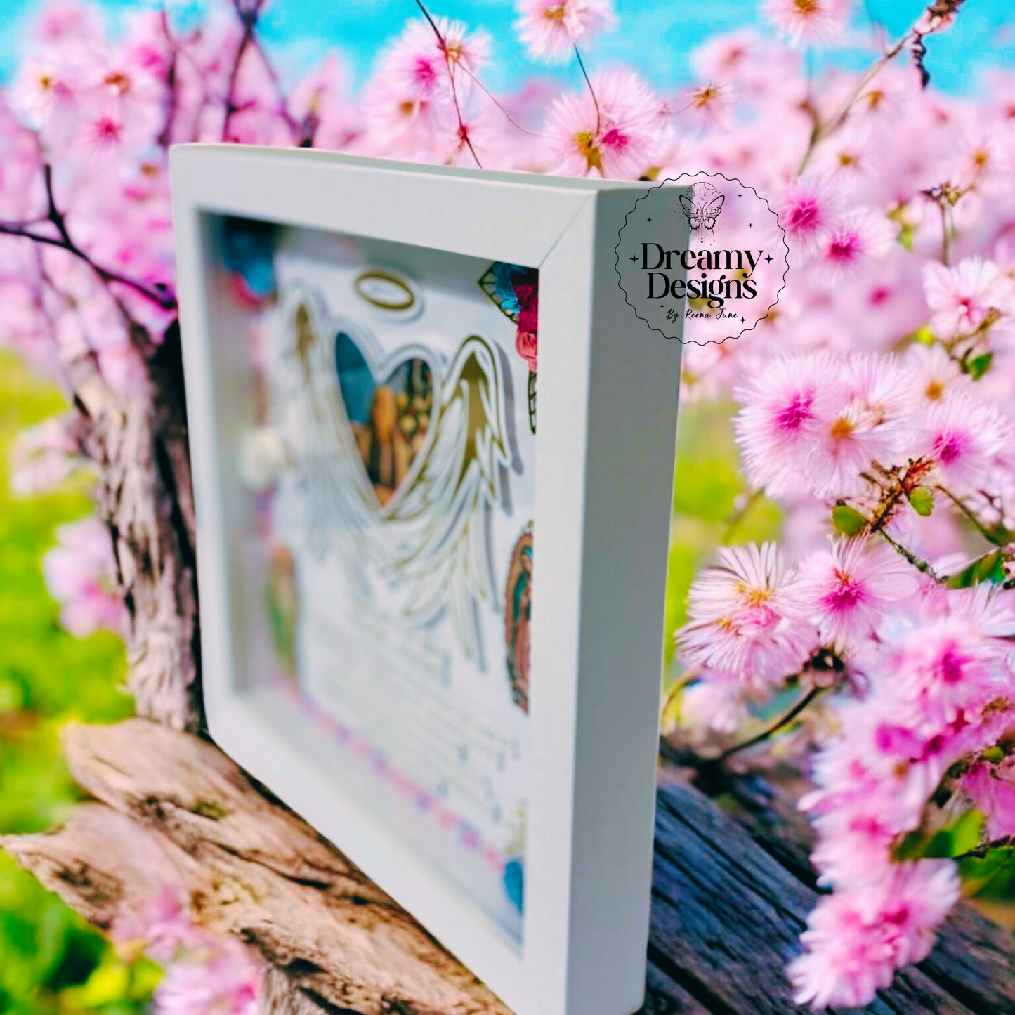 CUSTOM Memorial Flower Shadow Box โ Memorial Shadow Box Paper Flowers - Personalized Memorial Gift for Loss of Mom or Dad โ Sympathy Keepsake Funeral Remembrance