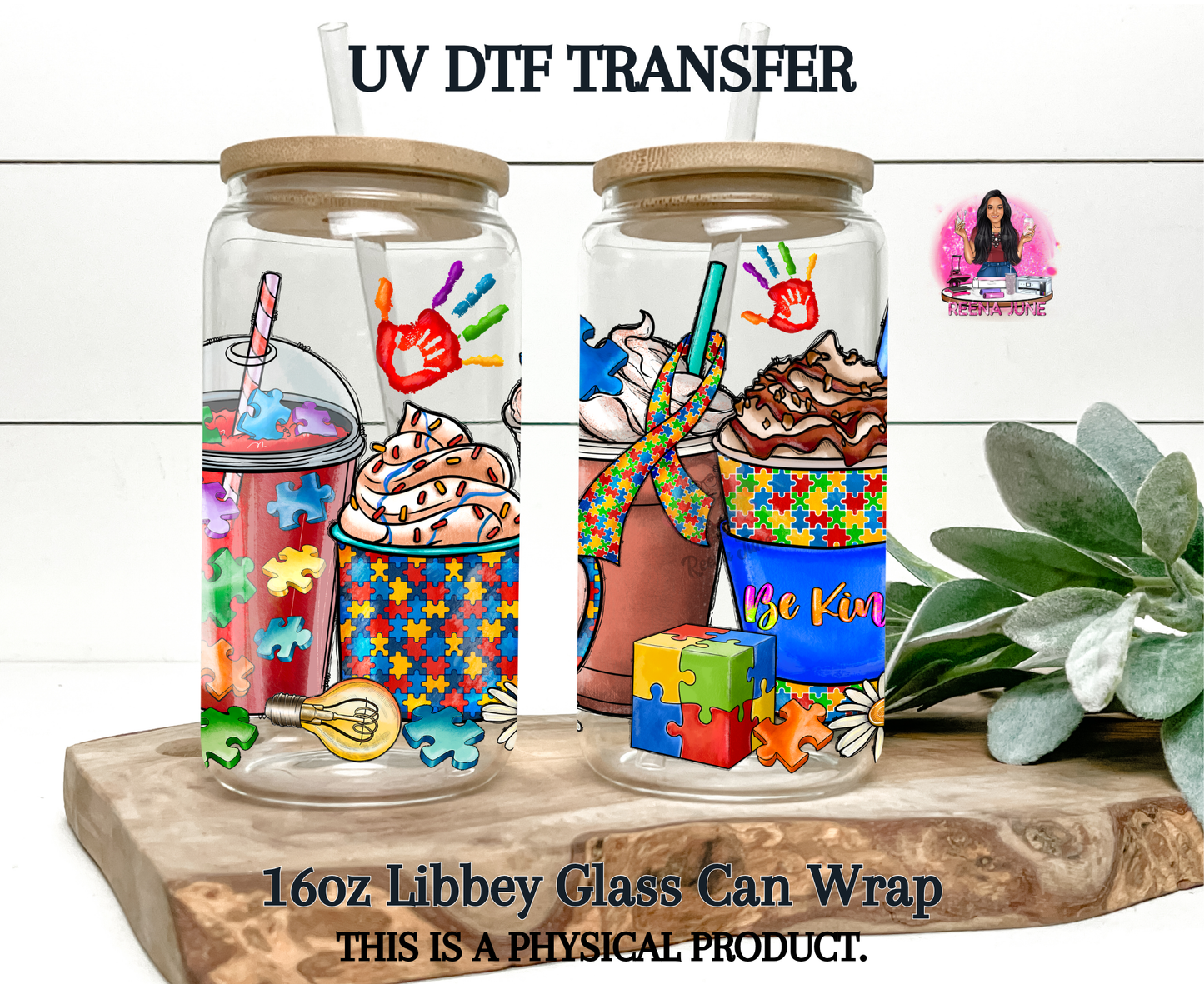 Autism Awareness UV DTF Transfer - Support Autism Custom Decal Wrap