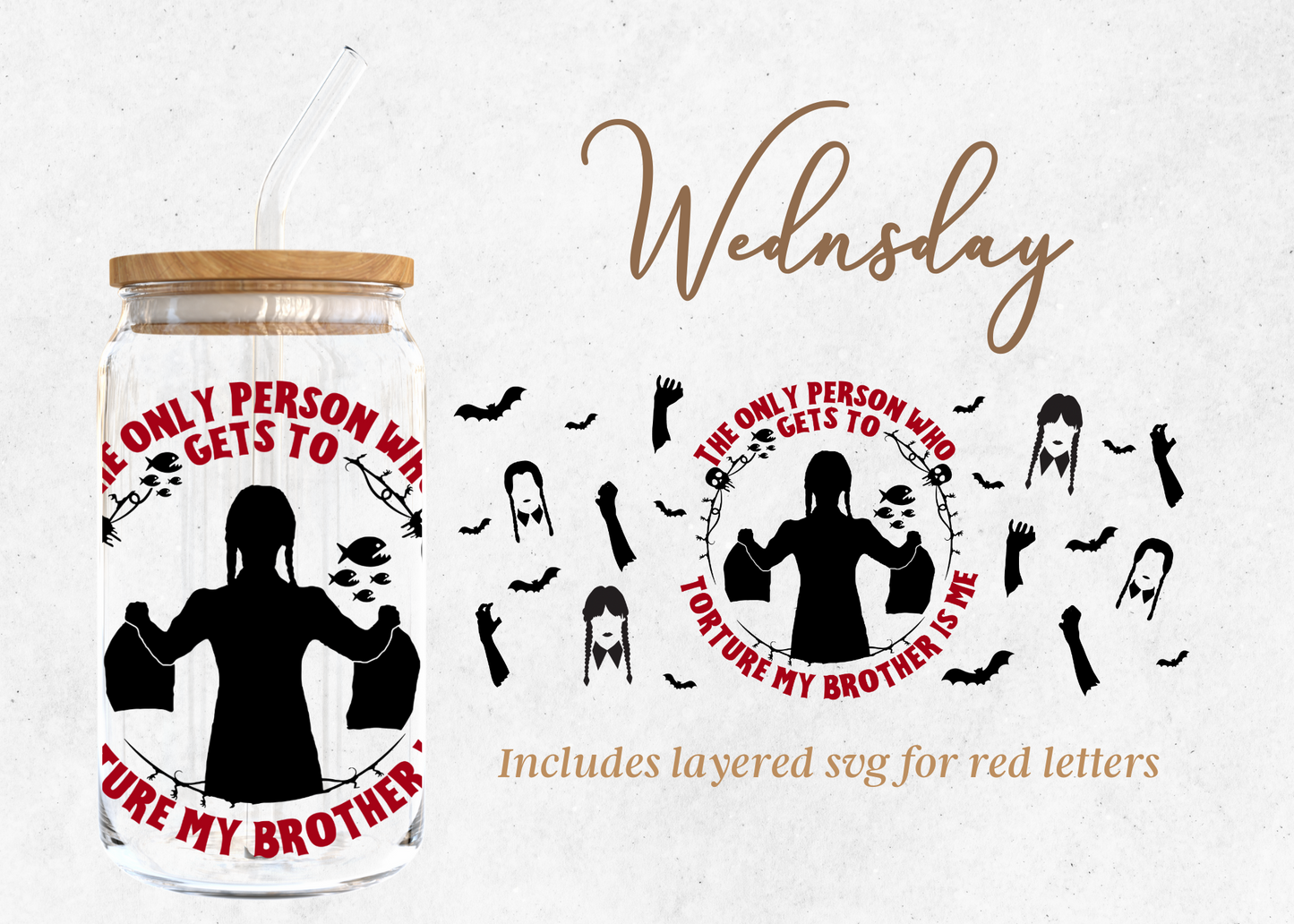 Wednesday 16oz Libby Glass Wrap Svg