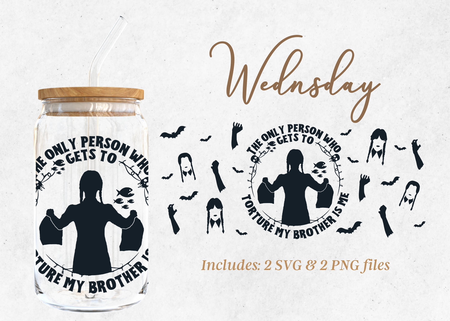 Wednesday 16oz Libby Glass Wrap Svg