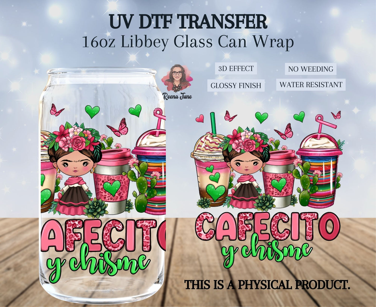 Cafecito y Chisme Frida Kahlos UV DTF Transfer