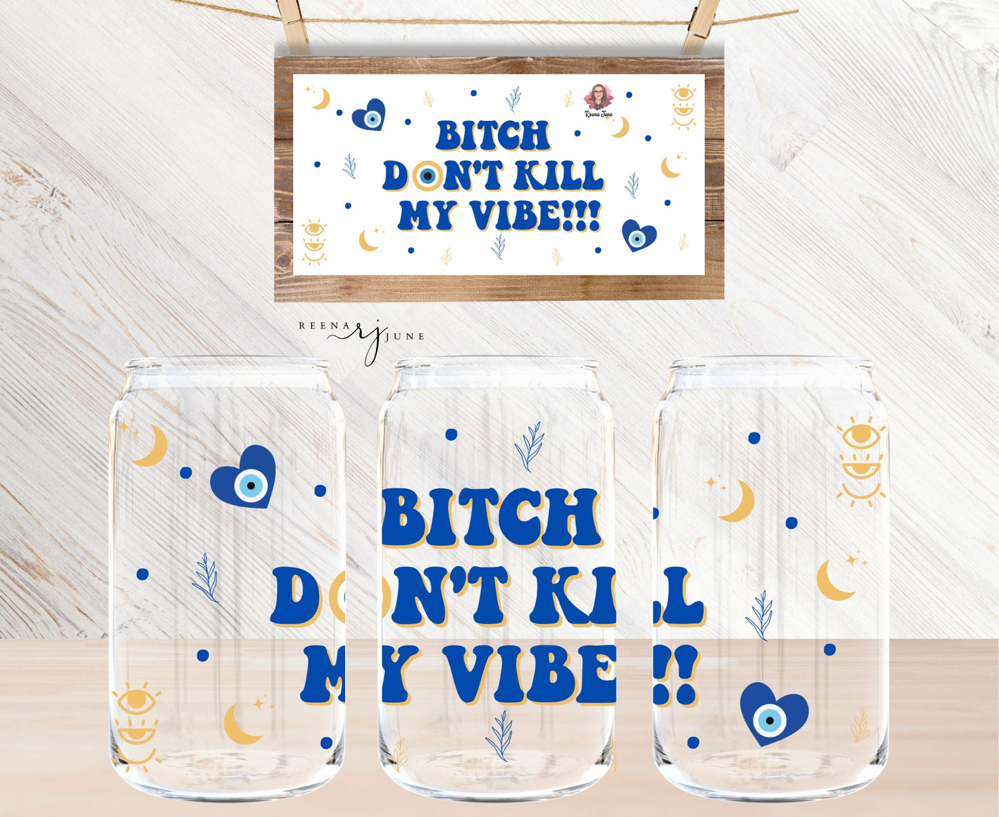 Don't Kill My Vibe - Evil Eye 16oz Libbey Glass Sublimation Print