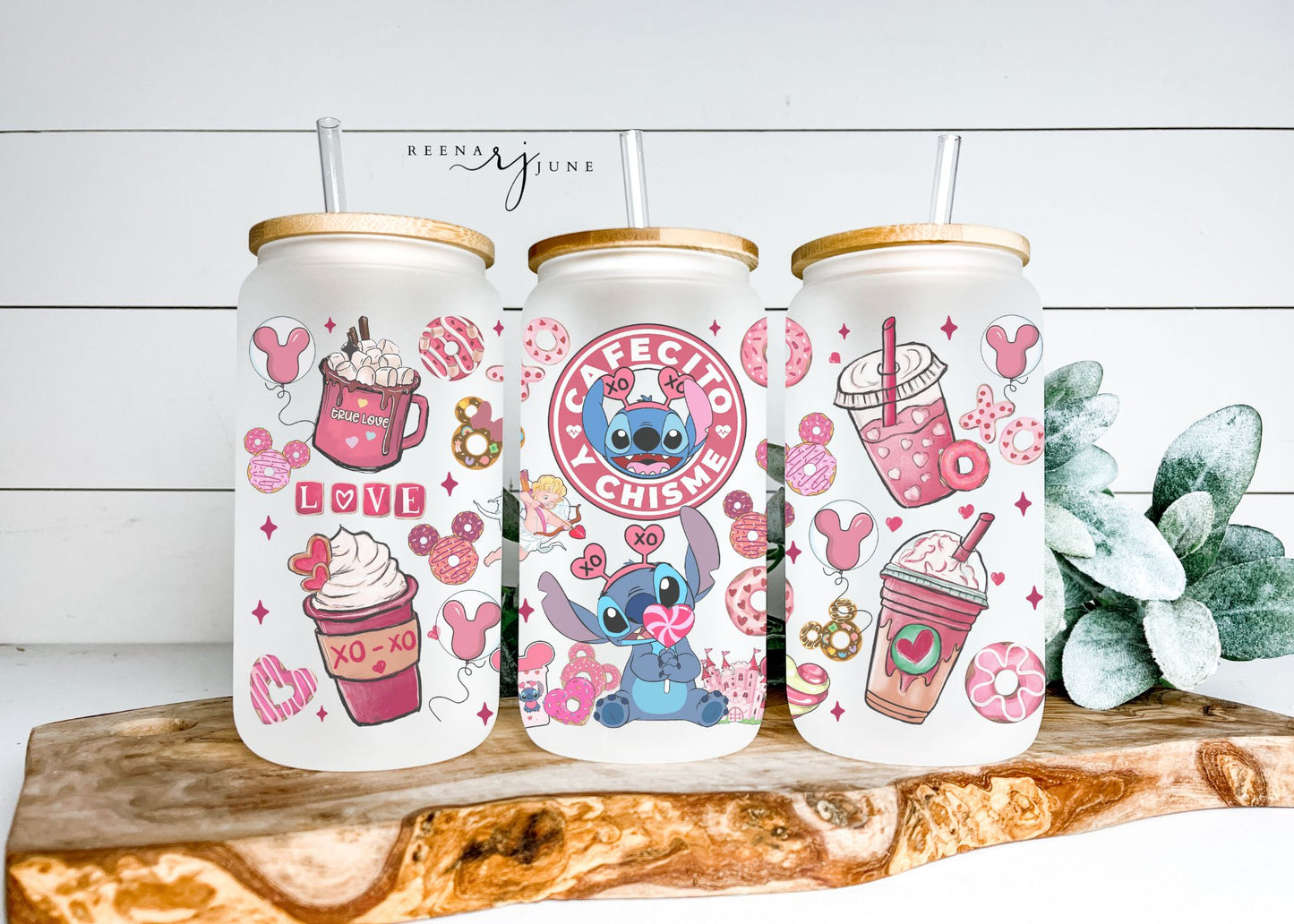 Disney Stitch Coffee 16oz Libbey Glass Can