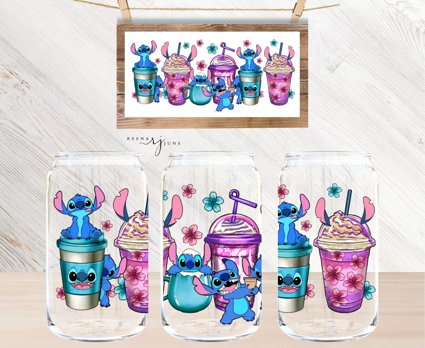 Stitch Disney Coffee 16oz Libbey Glass Sublimation Print