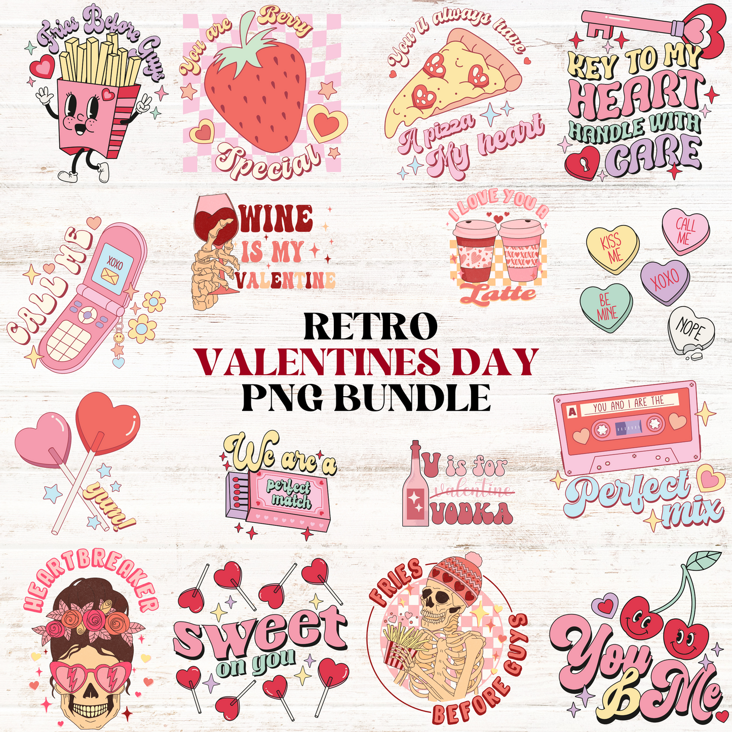 Retro Valentines Day PNG Bundle