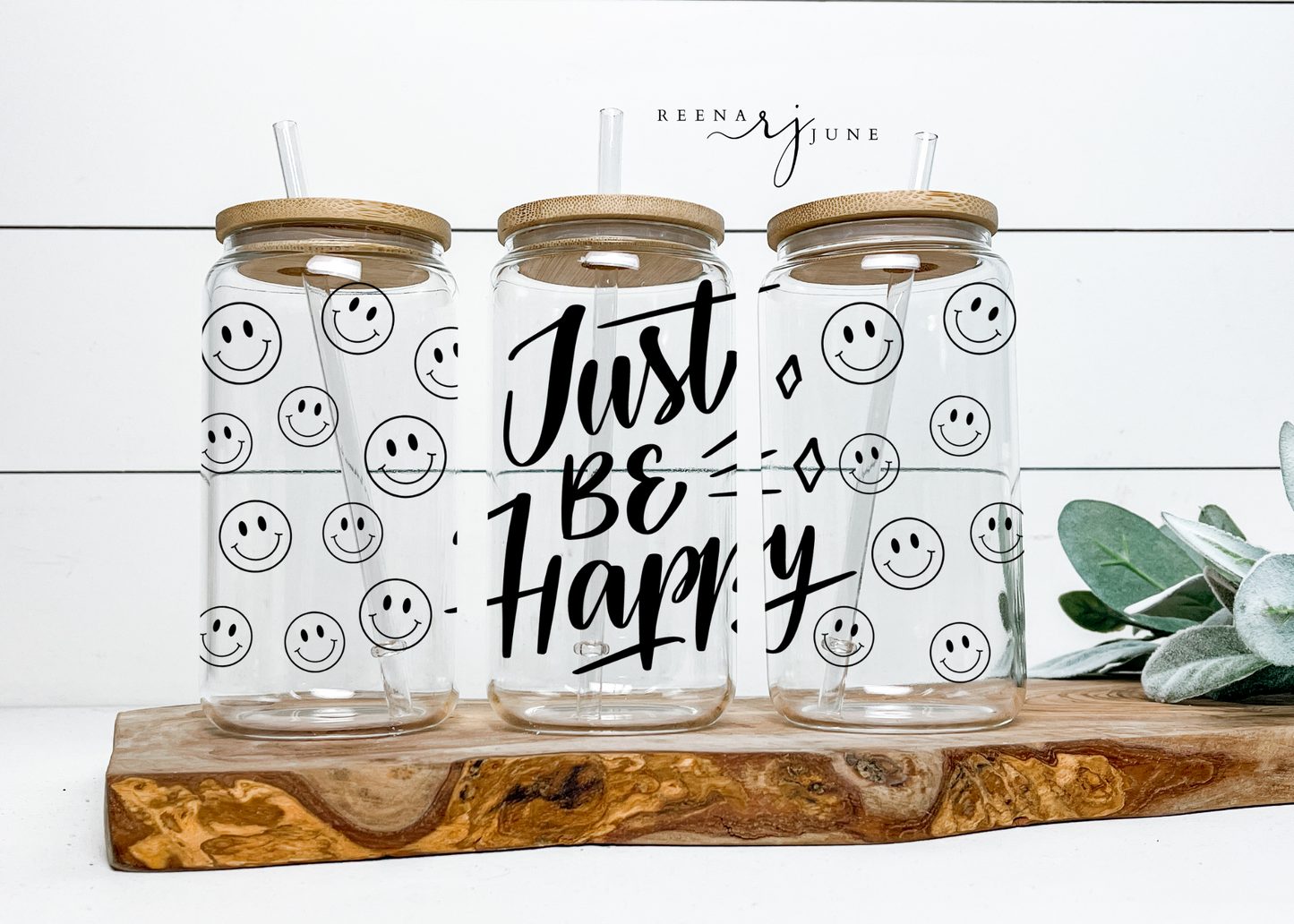 Just Be Happy 16oz Libby Glass Wrap Svg