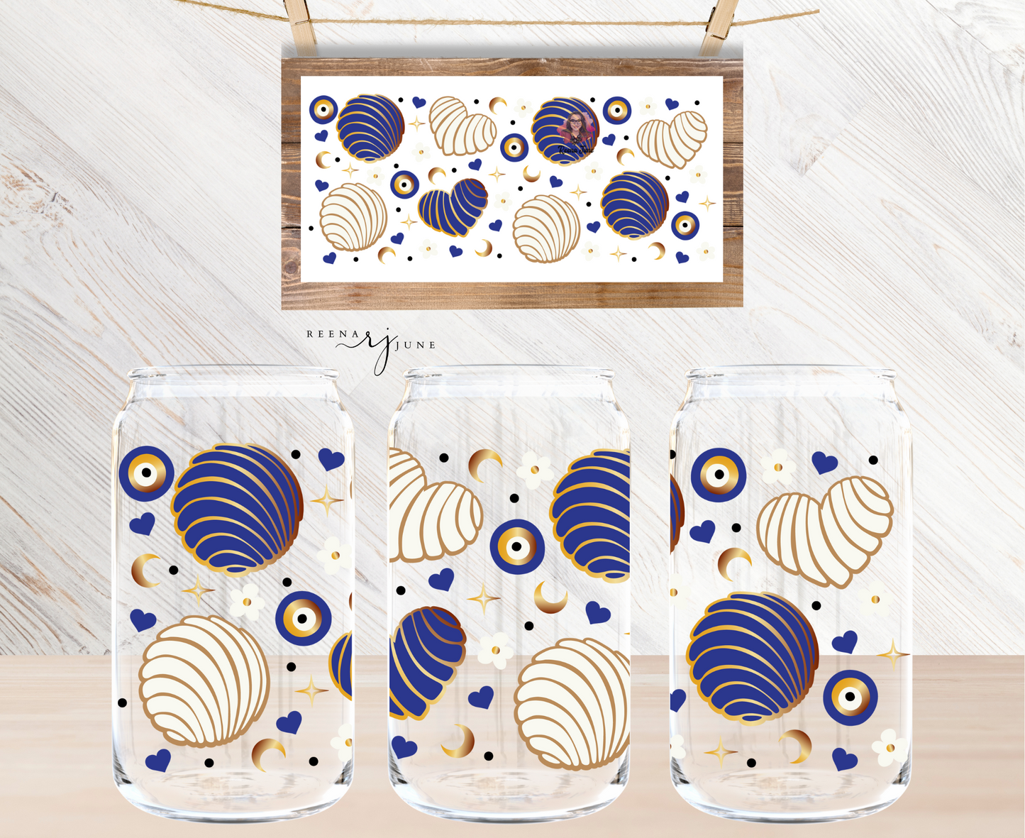 Evil Eye - Concha Vibes 16oz Libbey Glass Sublimation Print