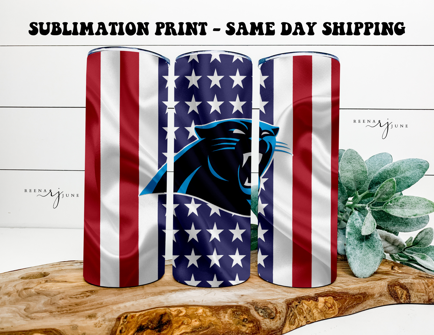 NFL Football Team - American Flag 20oz Skinny Tumbler Sublimation Print