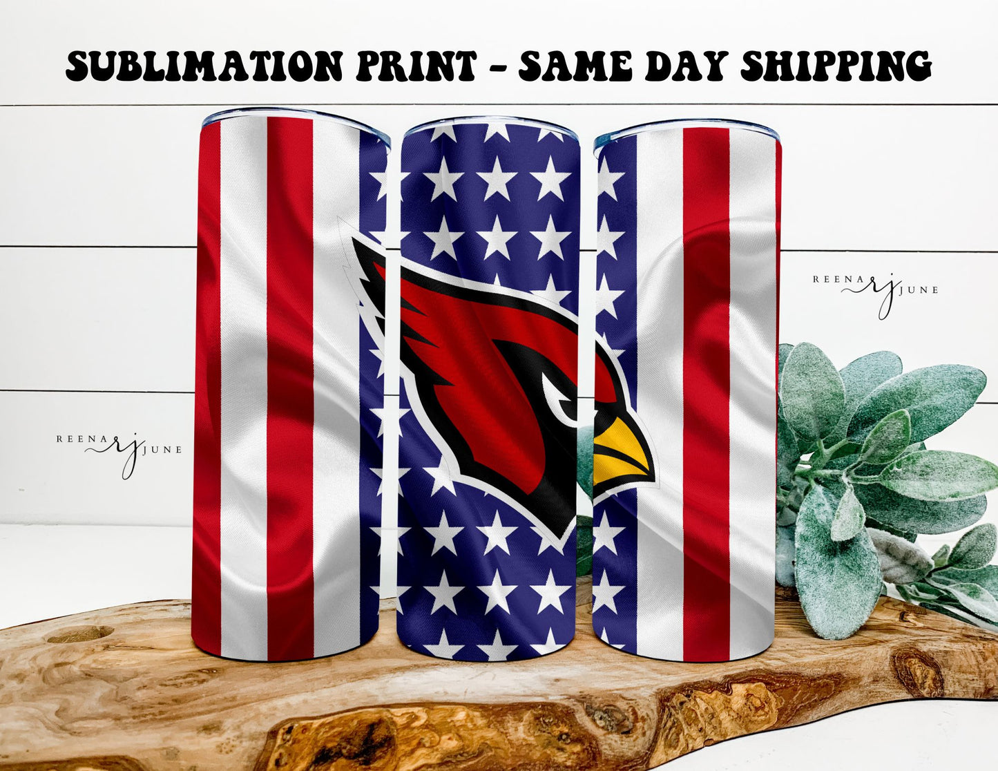 NFL Football Team - American Flag 20oz Skinny Tumbler Sublimation Print