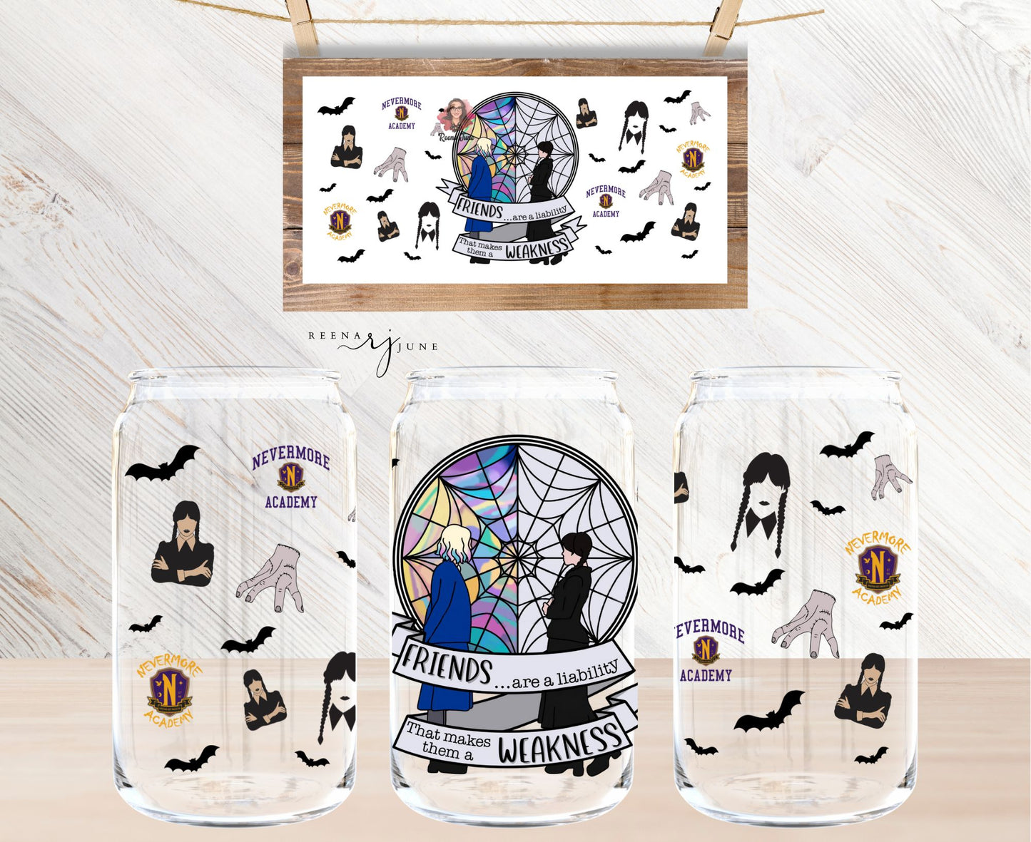 Enid Sinclair & Wednesday Addams 16oz Libbey Glass Sublimation Print