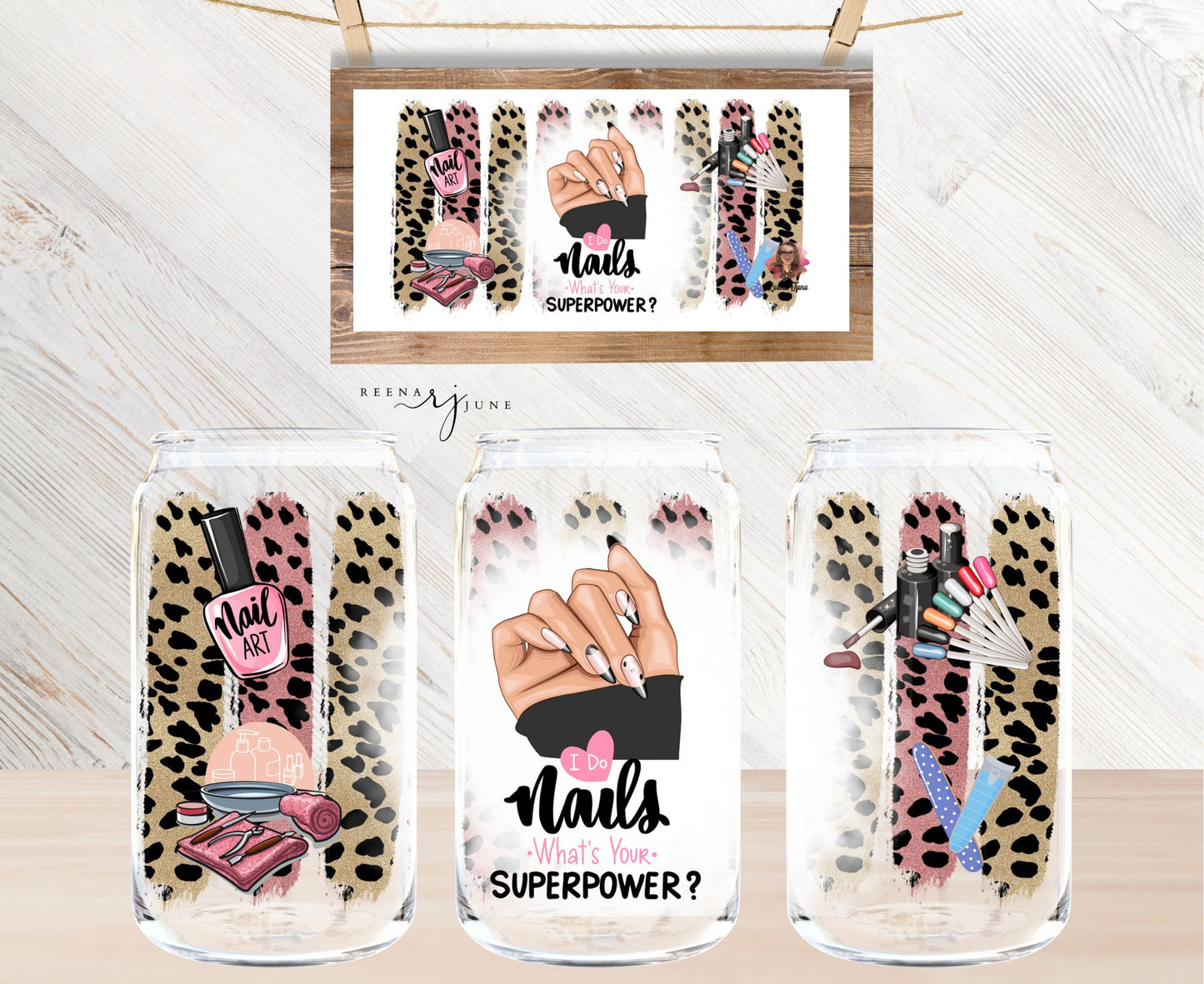 Nail Tech 16oz Libbey Glass Sublimation Print