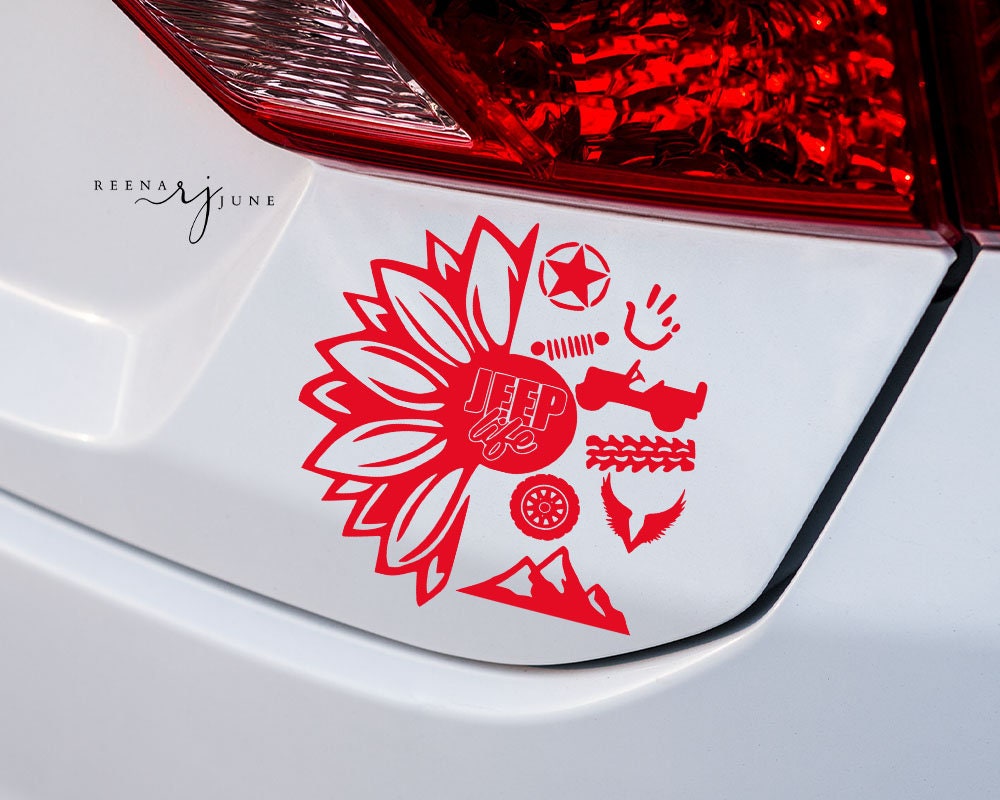 Sunflower Jeep Car Decal
