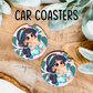 Princess Jasmine Conchas Car Coasters, Car Decor, Car Accessories, Pan Dulce Accessories