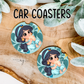 Princess Jasmine Conchas Car Coasters, Car Decor, Car Accessories, Pan Dulce Accessories