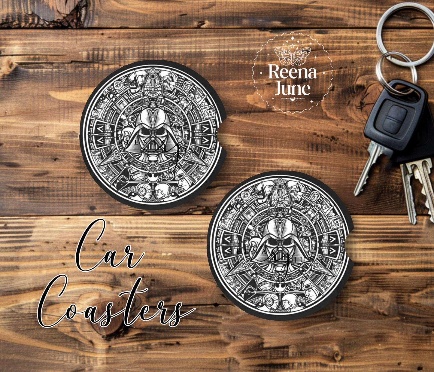 Mandala Darth Vader Car Coaster, StarWars Car Accessories, Trending Gifts, Gifts for Men, Star Wars Gifts