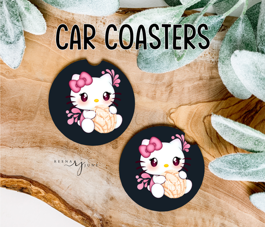 Kitty Pan Dulce Car Coaster, Hello Kitty Concha Car Accessories, Gifts for Her, Mexican Pan Dulce