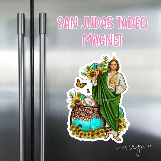 San Judas Tadeo Sunflower Magnet, Cute Fridge Decor, Gifts for Mom, Catholic Gifts, Christian Gifts, Spanish Gift, San Judas Tadeo recuerdo
