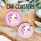 Kitty Pan Dulce Car Coaster, Hello Kitty Concha Car Accessories, Gifts for Her, Mexican Pan Dulce