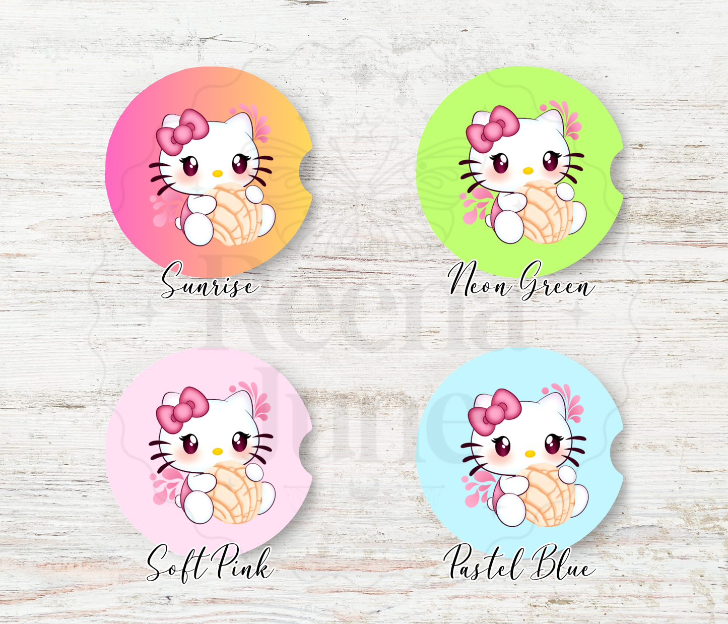 Kitty Pan Dulce Car Coaster, Hello Kitty Concha Car Accessories, Gifts for Her, Mexican Pan Dulce