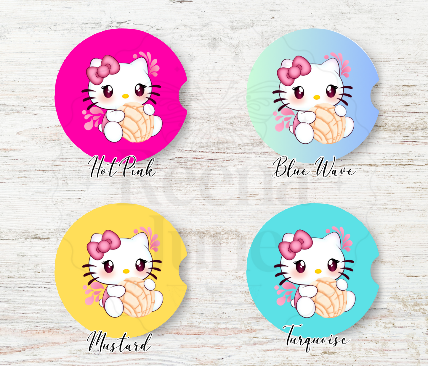 Kitty Pan Dulce Car Coaster, Hello Kitty Concha Car Accessories, Gifts for Her, Mexican Pan Dulce