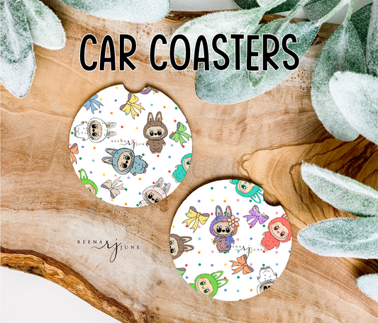 Labubu Car Coasters, Labubu Doll Car Accessories, Cute Car Decor, New car gift, Trending Gift