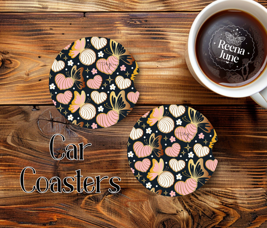 Butterflies and Conchas Car Coasters, New car gift, Trending Gift, Pan Dulce Accessories, Concha Vibes