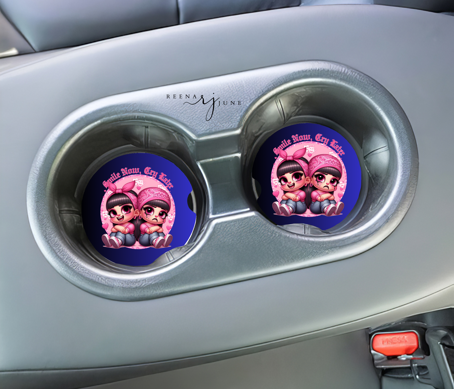 SMILE Now Cry Later Car Coaster, Old School CHOLAS girl friends Accessories, Chicana Style, Gifts for Her, Gifts Ideas, Trending Gifts