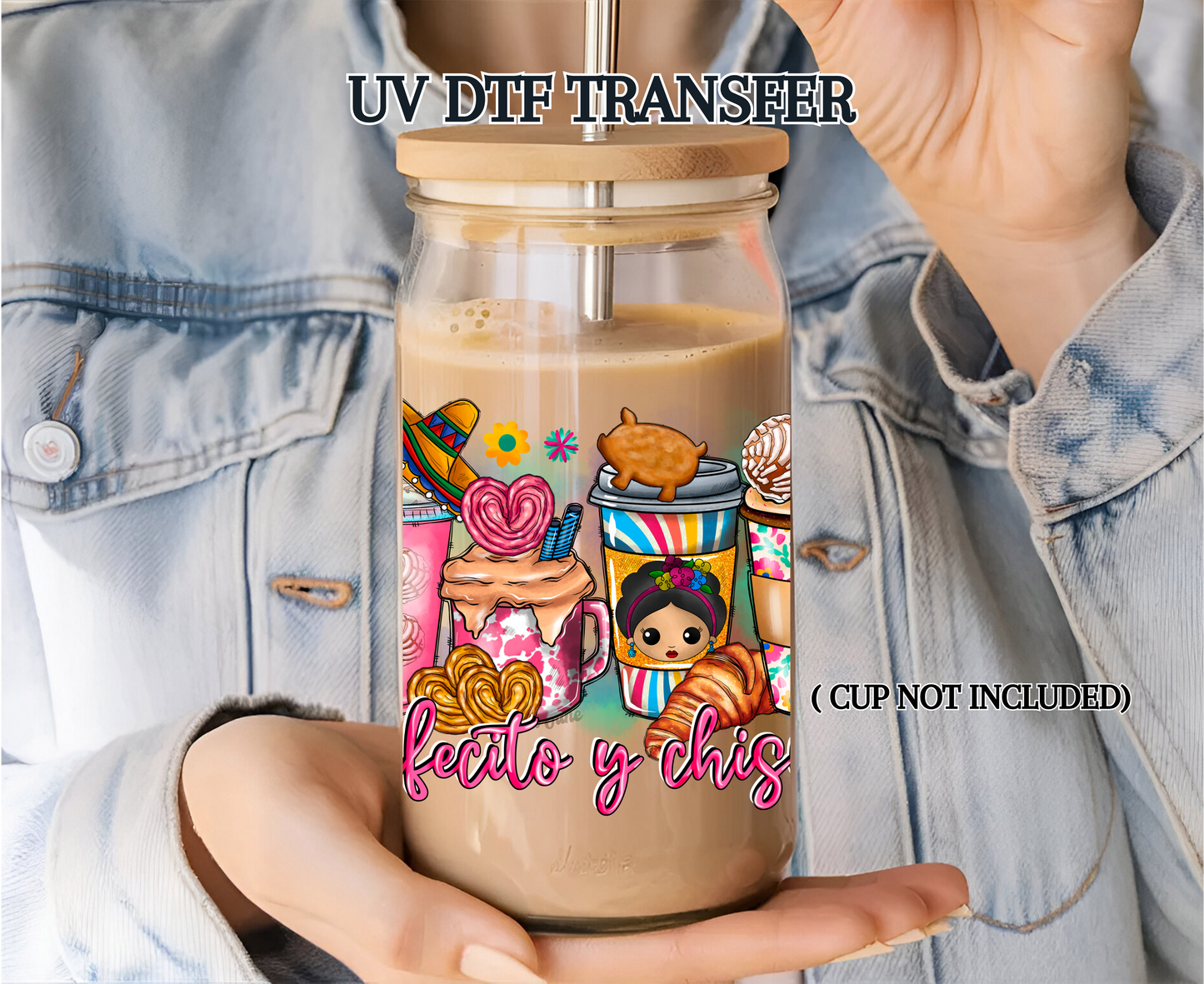Cafecito y Chisme Frida Kahlos UV DTF Transfer - Waterproof Decal for Glass - Cafecito y Chisme Waterproof Sticker