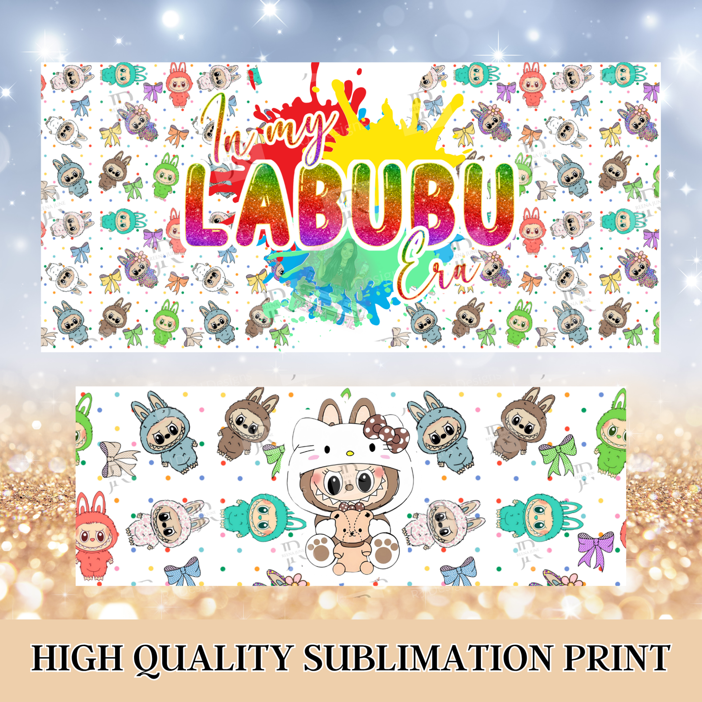 Labubu Monster 40oz Tumbler Sublimation Print - Labubu Doll Sublimation Print - Labubu Tumbler - Monster Cup Wrap