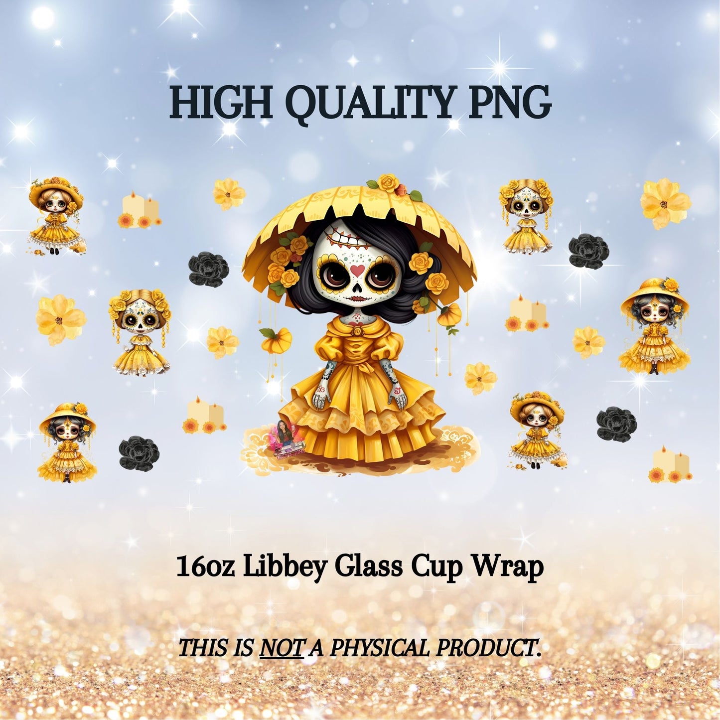 Dia de los Muertos Catrina Bundle, La Catrina 16oz Cup Wrap PNG, Mexican png, Spanish Png, Instant Download, Sublimation Desig, Cup Wrap