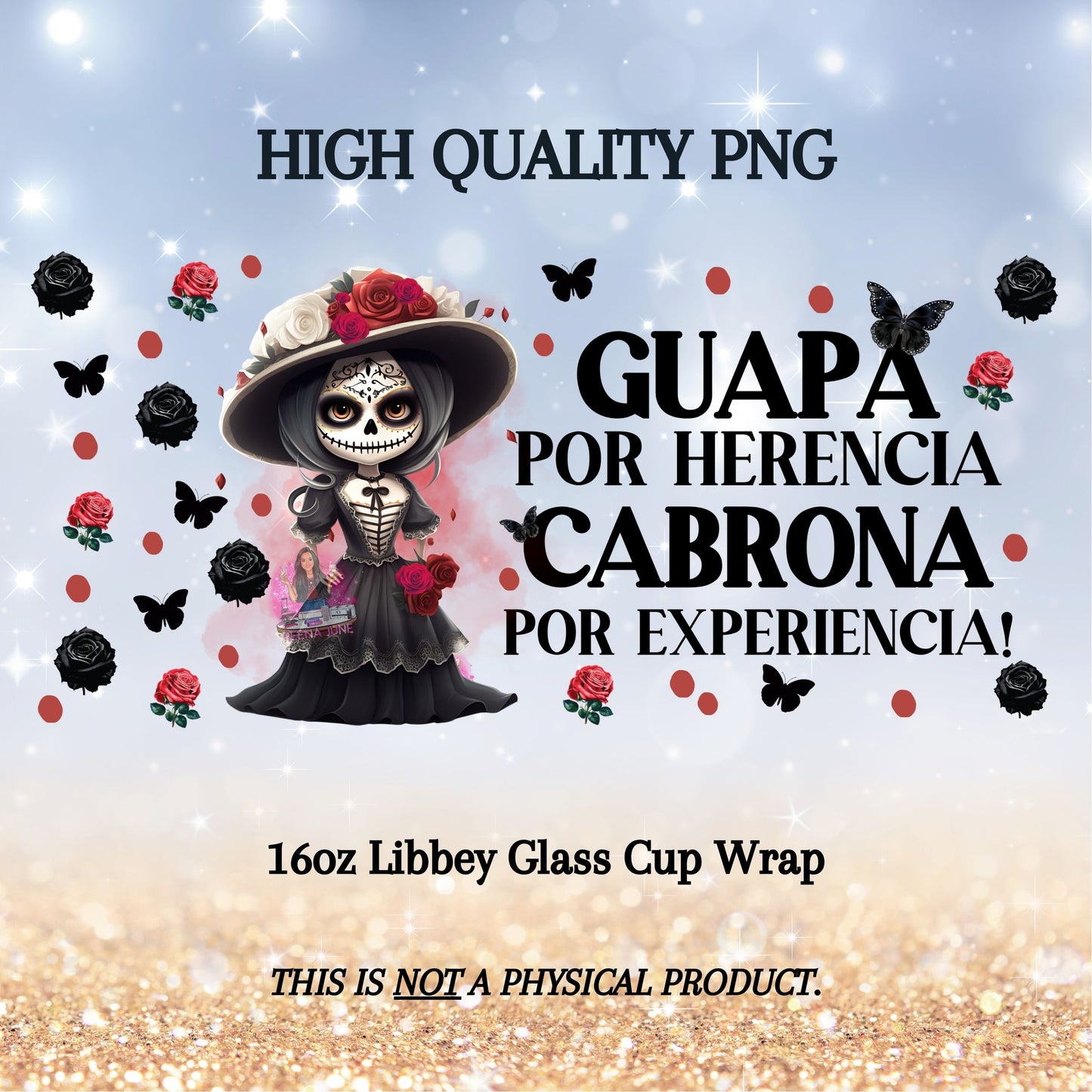 Dia de los Muertos Catrina Bundle, La Catrina 16oz Cup Wrap PNG, Mexican png, Spanish Png, Instant Download, Sublimation Desig, Cup Wrap