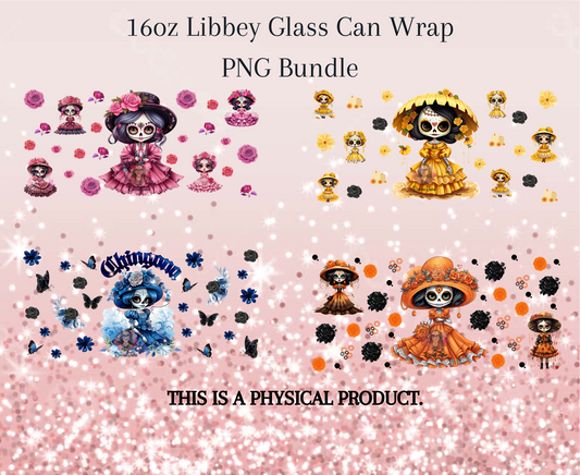 Dia de los Muertos Catrina Bundle, La Catrina 16oz Cup Wrap PNG, Mexican png, Spanish Png, Instant Download, Sublimation Desig, Cup Wrap