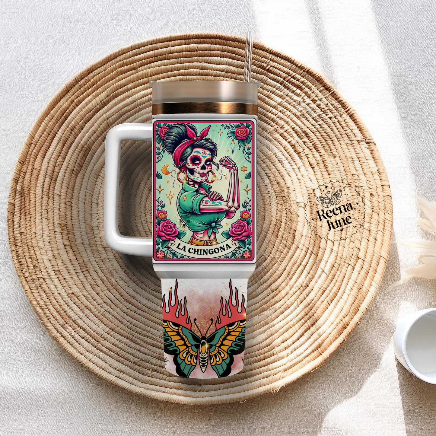 Chingona Catrina 40oz Tumbler Wrap Digital Download, Mexican Catrina Cup Wrap, Dia de Muertos Digital File, Mexican Png Image
