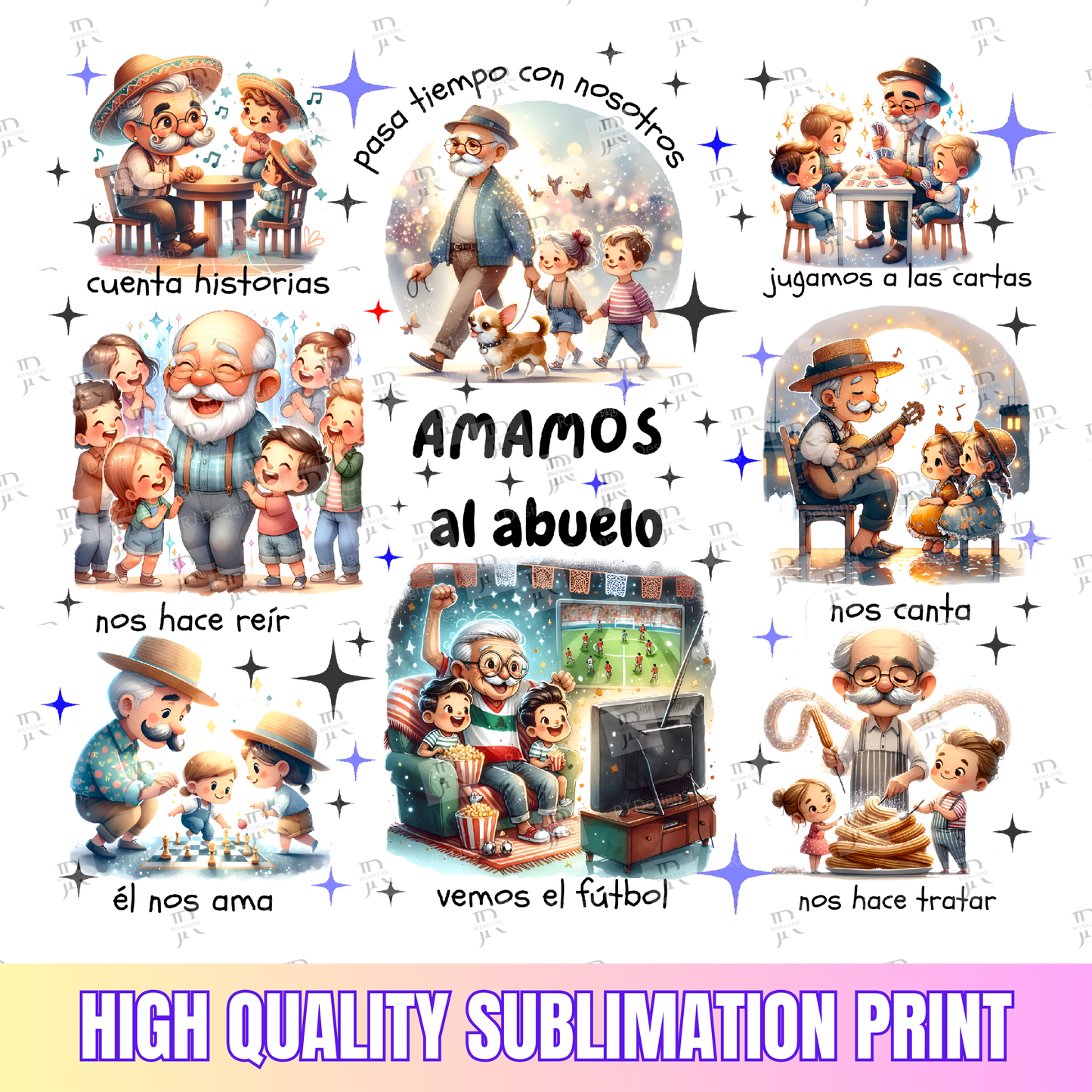 Te Amamos Abuelo Tumbler Sublimation Wrap, El Mejor Abuelo Cup, Father's Day Sublimation Print, Dia del Padre, Spanish Designs for Cups