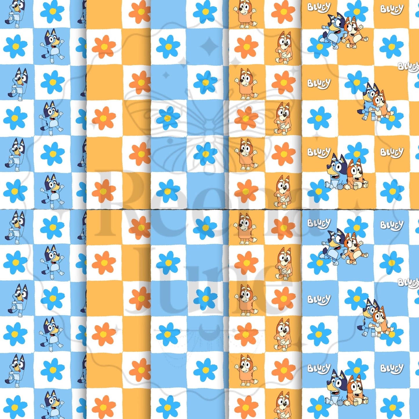 Bluey Pattern Flower Retro, Digital Paper, Bluey Bingo Pattern, Birthday Pattern, Bluey Party, Bluey Design, Bluey Png Bundle (Copy)
