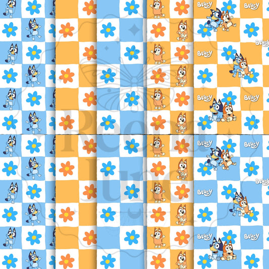 Bluey Pattern Flower Retro, Digital Paper, Bluey Bingo Pattern, Birthday Pattern, Bluey Party, Bluey Design, Bluey Png Bundle (Copy)