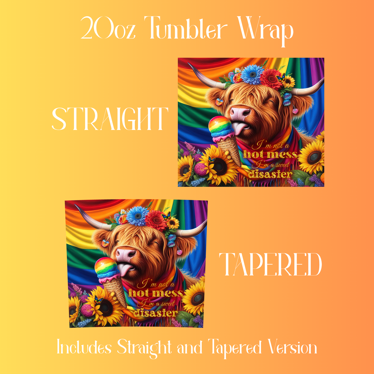 Pride Tumbler Wrap PNG, 20 oz Skinny Sublimation Design, LGBTQ+ Equality Love Rainbow Wrap, Out and Proud Gift, Pride Month Digital Download