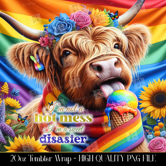 Pride Tumbler Wrap PNG, 20 oz Skinny Sublimation Design, LGBTQ+ Equality Love Rainbow Wrap, Out and Proud Gift, Pride Month Digital Download