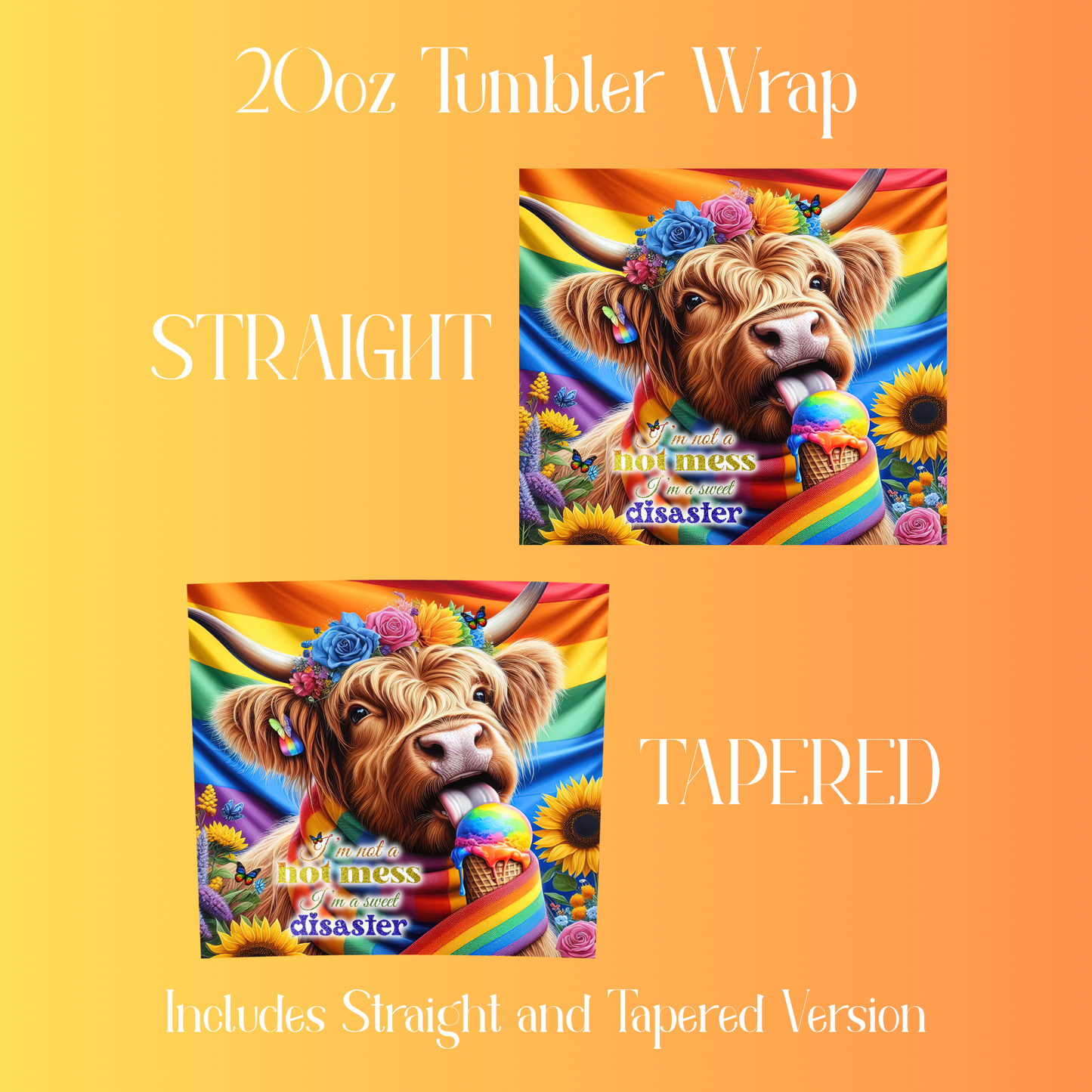 Pride Tumbler Wrap PNG, 20 oz Skinny Sublimation Design, LGBTQ+ Equality Love Rainbow Wrap, Out and Proud Gift, Pride Month Digital Download